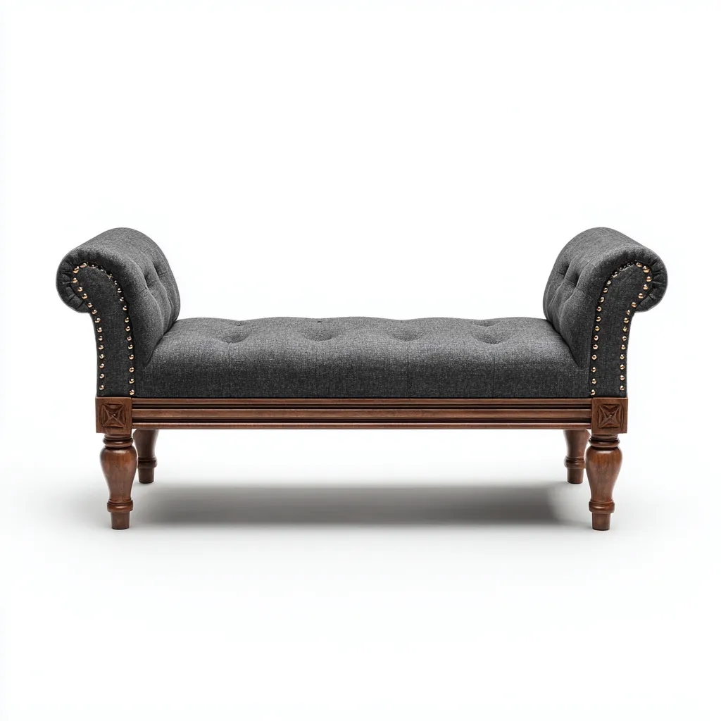 Slaapkamerbankje - Houten frame en stoffen bekleding - 120x45x60 cm - Donkergrijs - Klassiek design-Havenaro