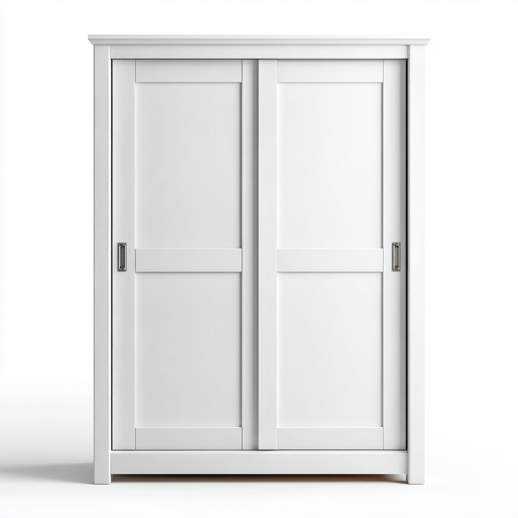 Kledingkast met schuifdeuren 140x60x205 cm - wit - landelijk design-Havenaro