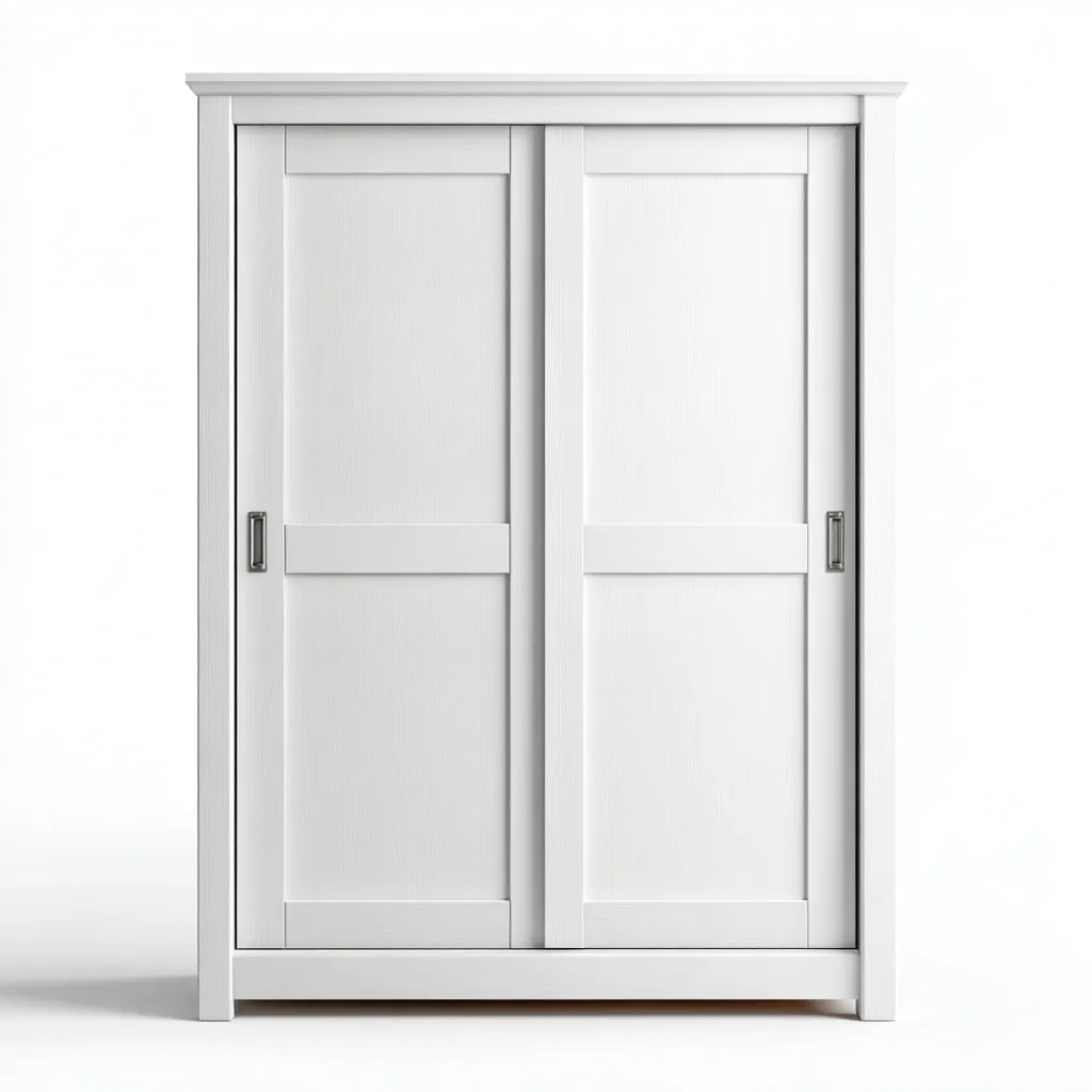 Kledingkast met schuifdeuren 140x60x205 cm - wit - landelijk design-Havenaro