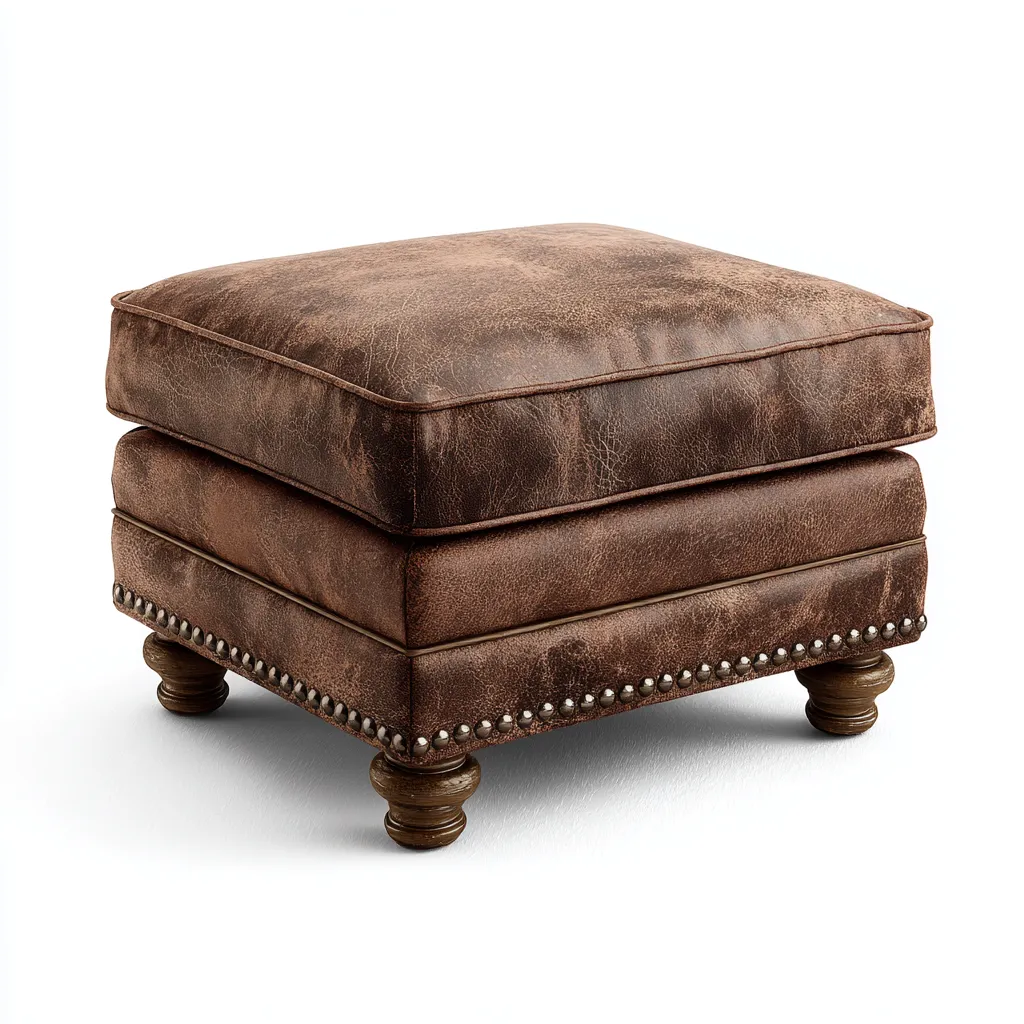 Poef kunstleer 45x45x40 cm - bruin - vintage design-Havenaro