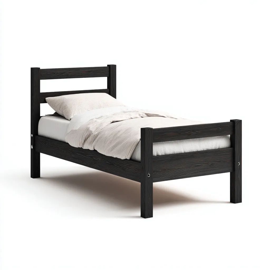 Eenpersoonsbed hout 200x90x90 cm - zwart - minimalistisch ontwerp-Havenaro