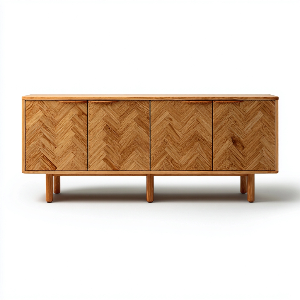 Tv meubel hout - 160x45x70 cm - lichtbruin - modern ontwerp met vier deuren-Havenaro