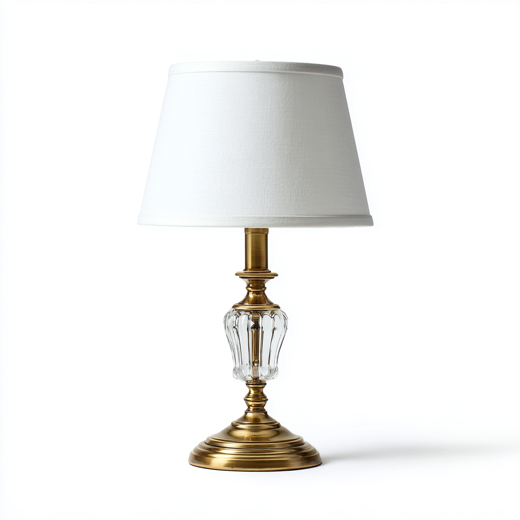 Tafellamp met messing en glas - goud - klassiek ontwerp - 27x27x52 cm-Havenaro