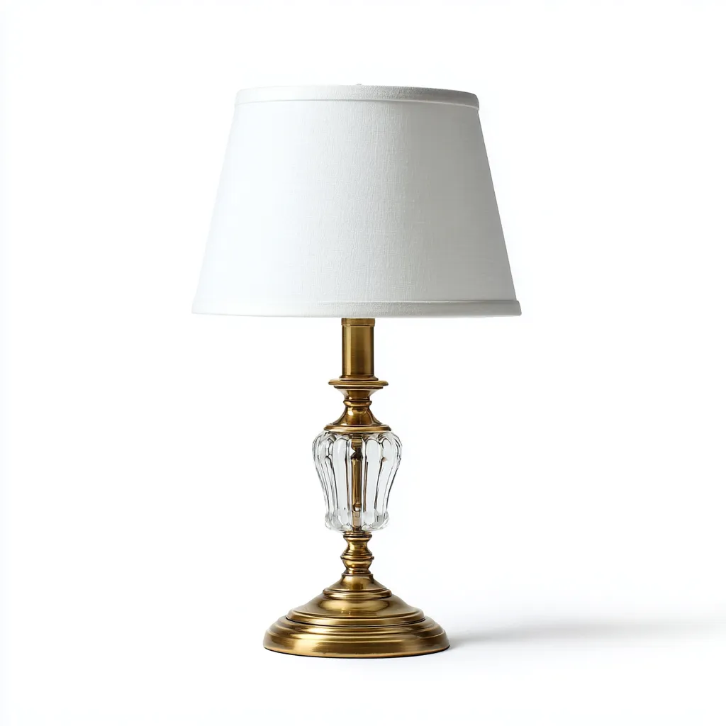 Tafellamp met messing en glas - goud - klassiek ontwerp - 27x27x52 cm-Havenaro