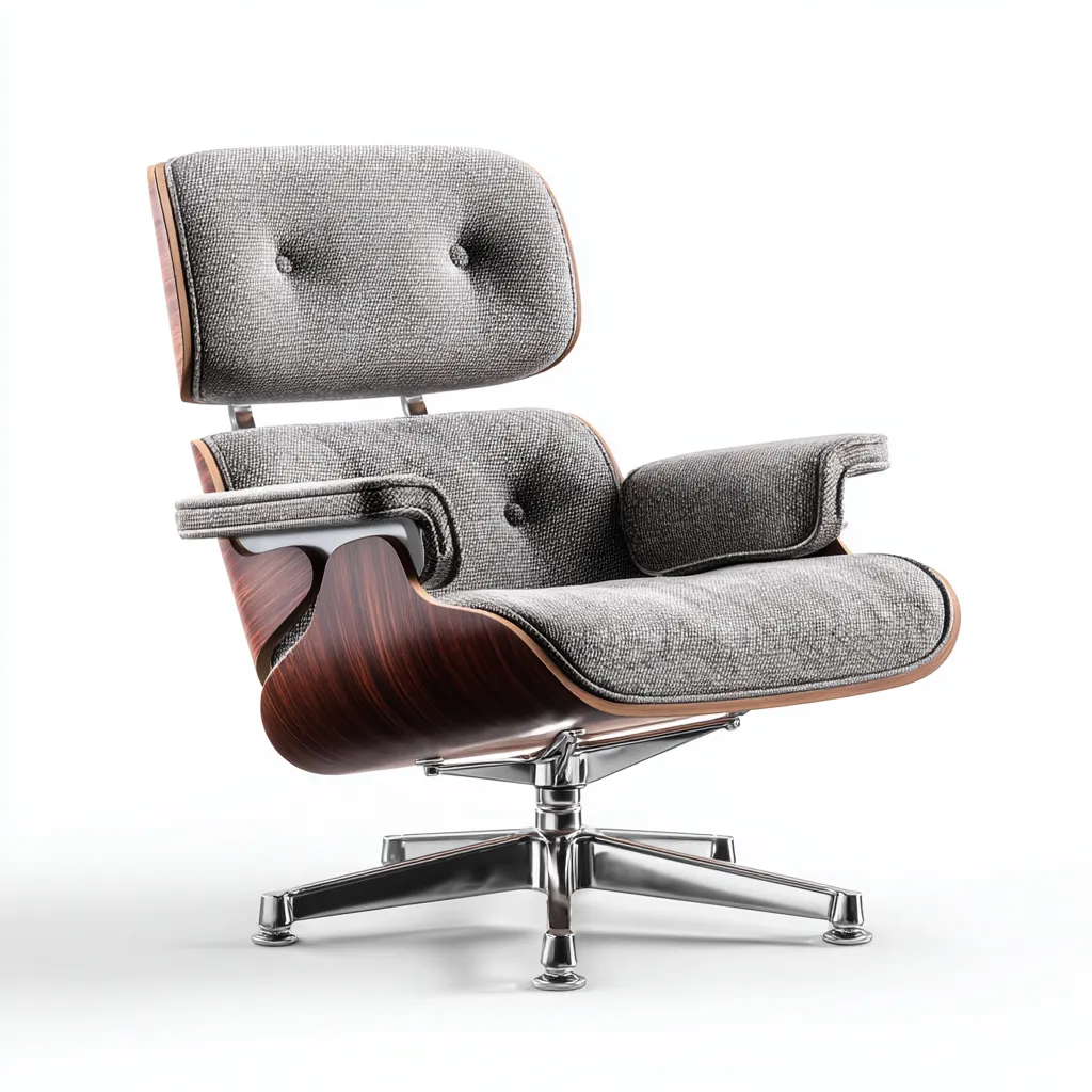 Bureaustoel - houtfineer en stoffen bekleding - 85x80x90 cm - grijs - draaibaar ontwerp-Havenaro