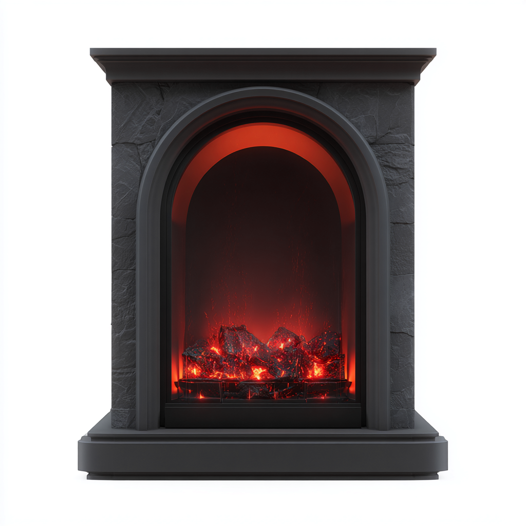 Haard - Steen en glas - 75x40x100 cm - zwart - Klassieke elektrische vrijstaande stijl-Havenaro