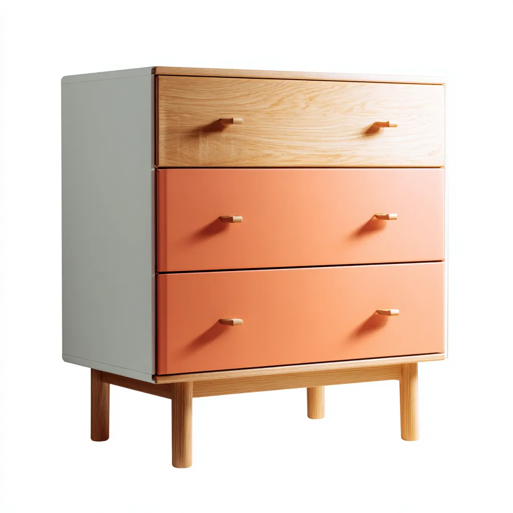 Ladekast voor de hal - hout en MDF - 75x40x90 cm - oranje-lichtbruin-grijs - Scandinavisch design-Havenaro