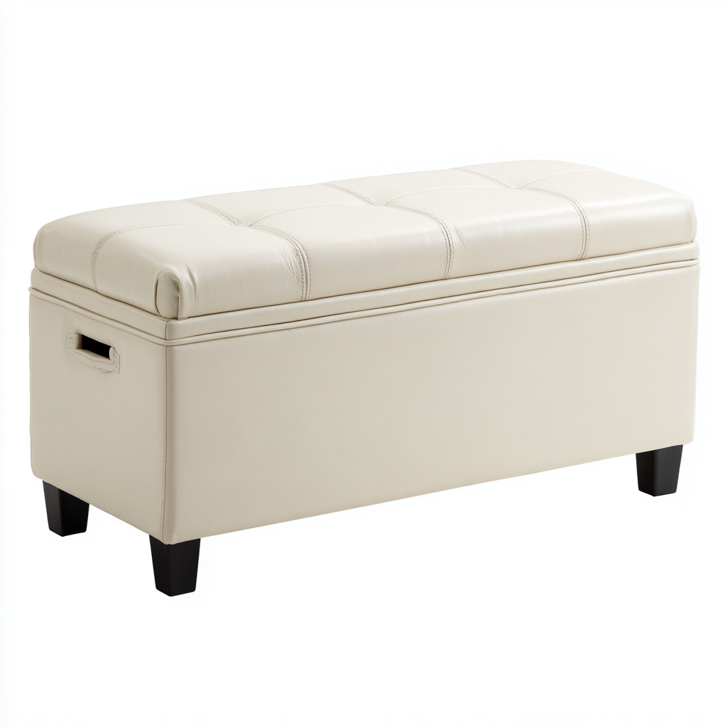 Slaapkamerbankje met opbergruimte kunstleren bekleding 100x40x45 cm - wit - modern ontwerp-Havenaro