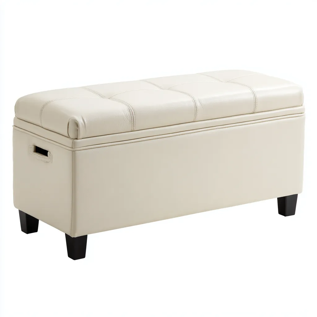 Slaapkamerbankje met opbergruimte kunstleren bekleding 100x40x45 cm - wit - modern ontwerp-Havenaro