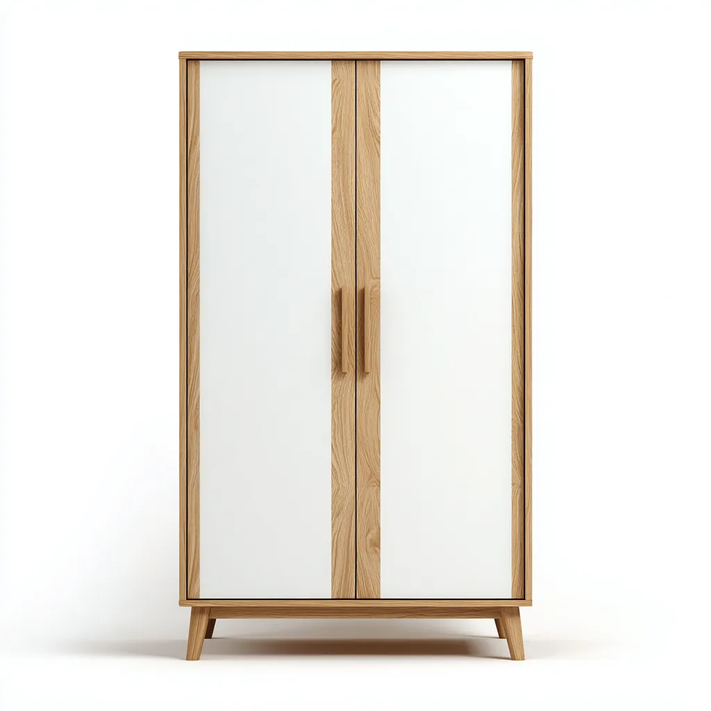 Kledingkast in hout 95x55x190 cm - wit-eik - met draaideuren-Havenaro