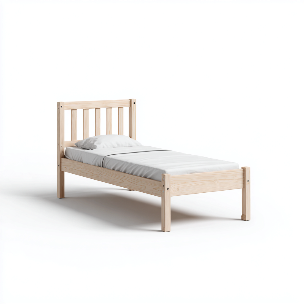 Eenpersoonsbed massief hout 190x90x95 cm - naturel - Scandinavisch ontwerp-Havenaro