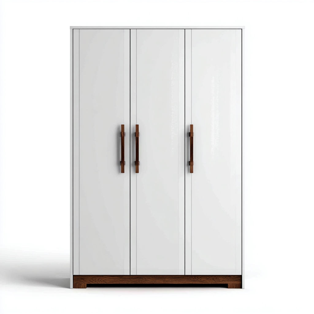 Kledingkast in hout 120x60x200 cm - wit-donkerbruin - met draaideuren-Havenaro