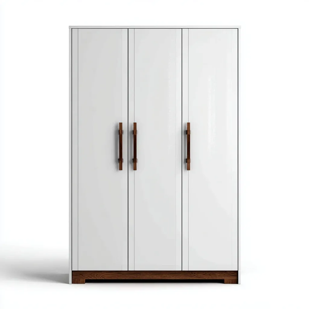 Kledingkast in hout 120x60x200 cm - wit-donkerbruin - met draaideuren-Havenaro