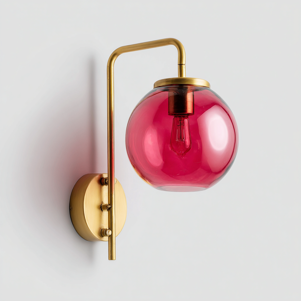 Wandlamp glas-metaal modern design - 18x20x30 cm - rood-goud-Havenaro