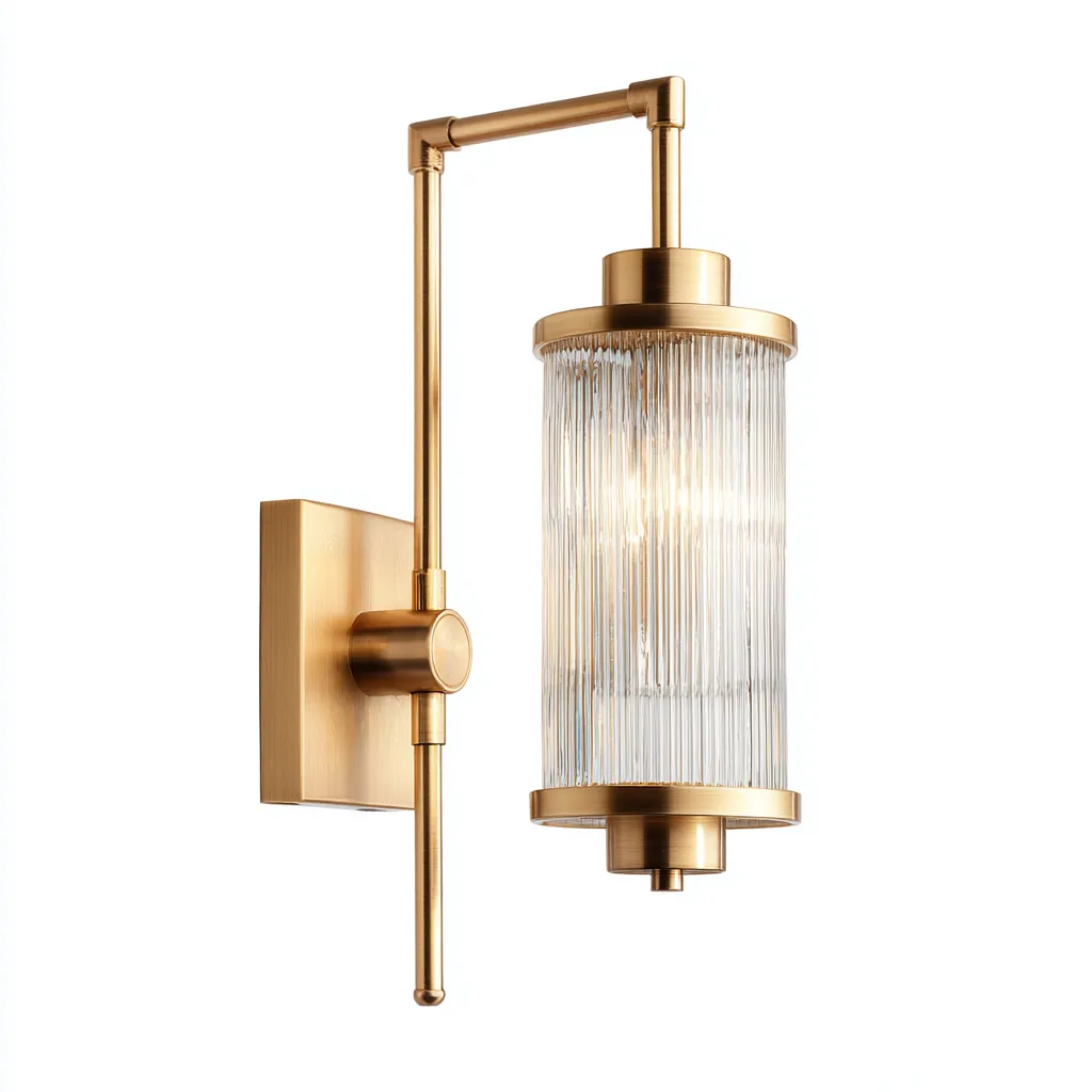 Wandlamp glas-metaal modern design - 17x18x35 cm - doorzichtig-goud-Havenaro