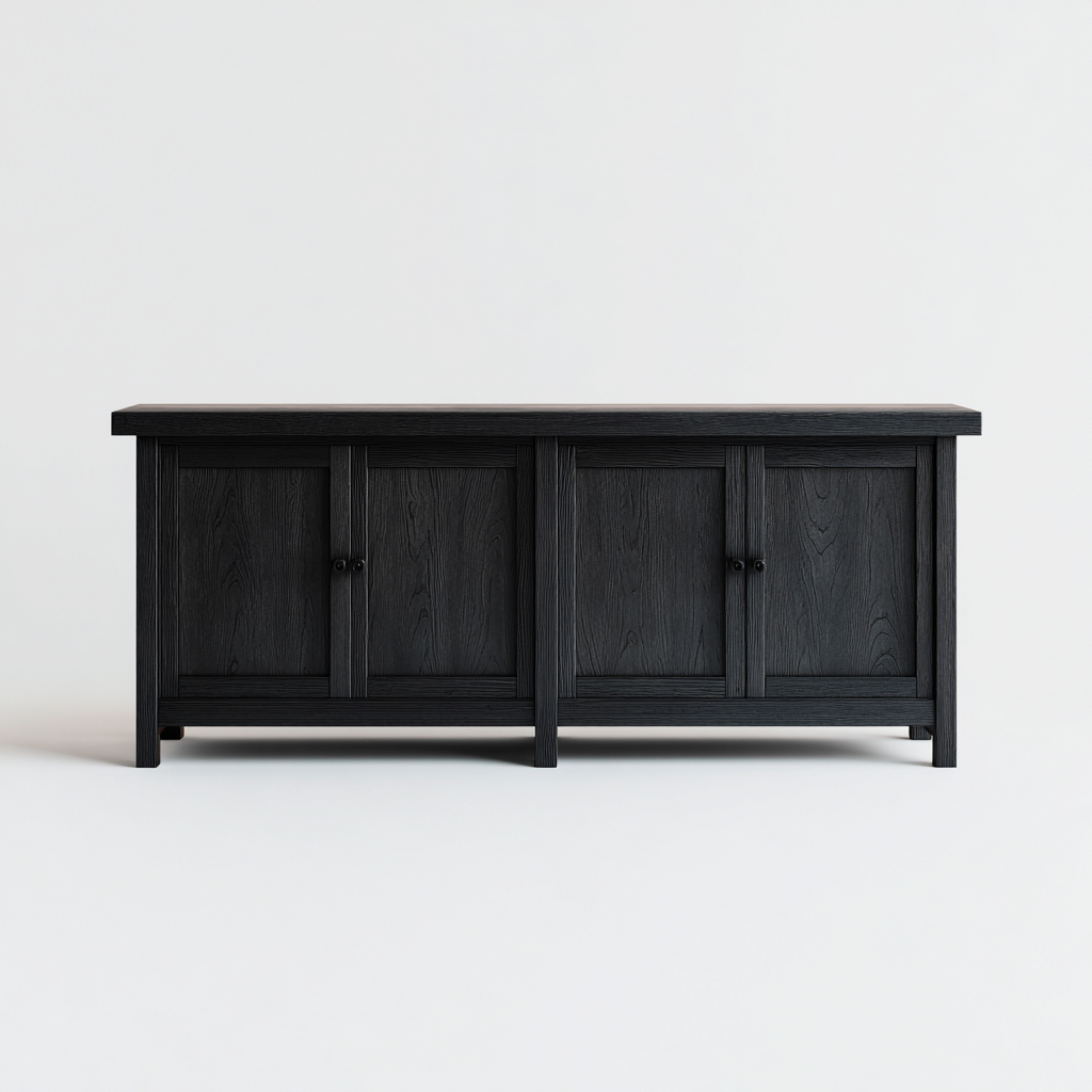 Tv meubel hout - 180x45x70 cm - zwart - minimalistisch ontwerp-Havenaro