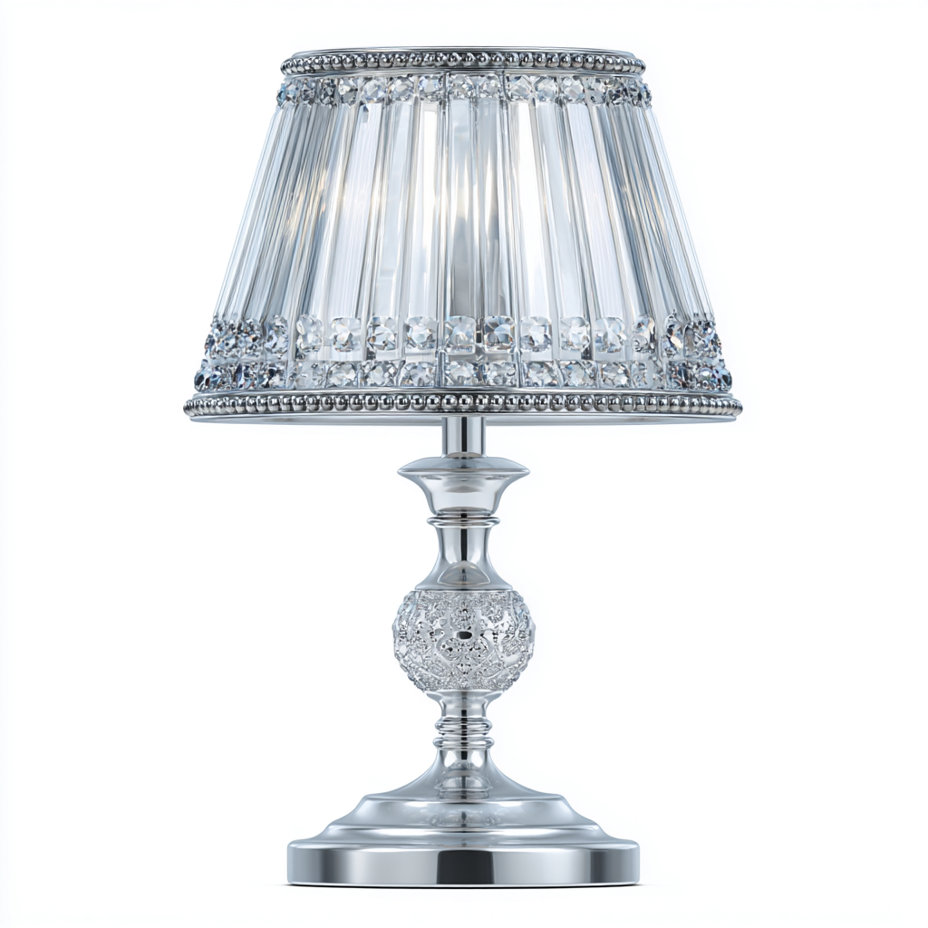 Tafellamp kristal en metaal - zilver-transparant - elegant luxe ontwerp - 28x28x48 cm-Havenaro