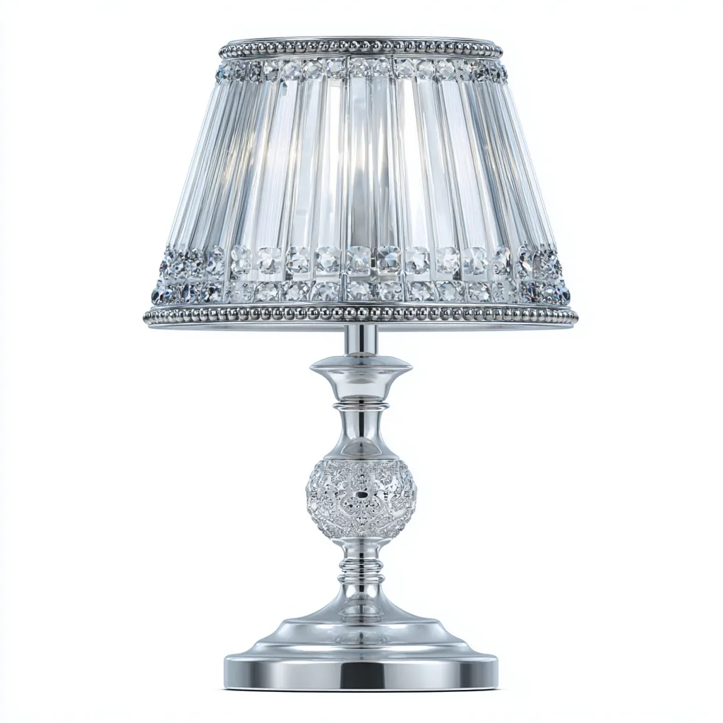 Tafellamp kristal en metaal - zilver-transparant - elegant luxe ontwerp - 28x28x48 cm-Havenaro