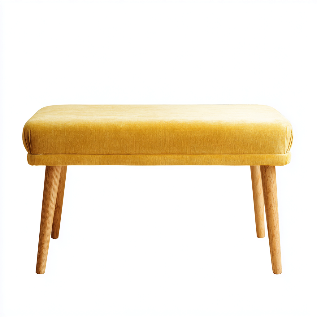 Slaapkamerbankje - Stoffen bekleding en houten poten - 100x40x48 cm - Geel - Modern ontwerp-Havenaro