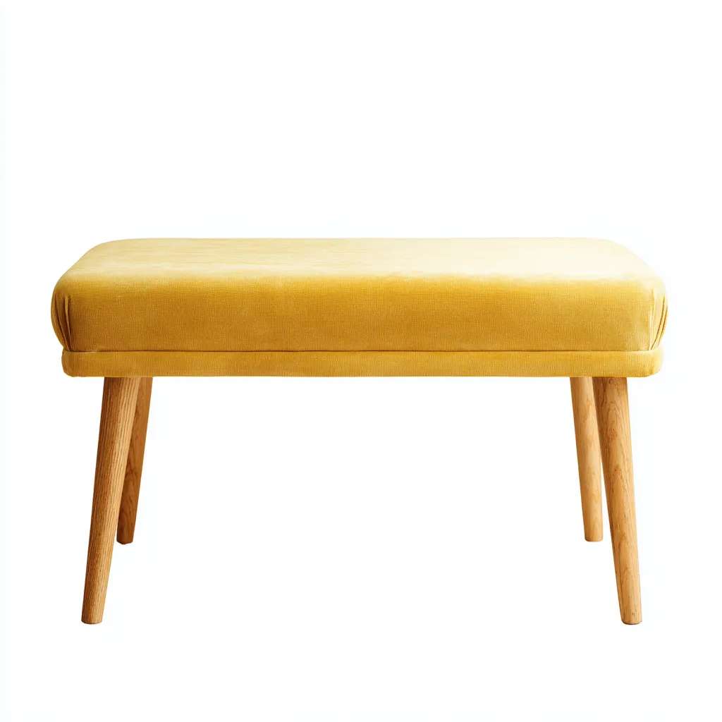 Slaapkamerbankje - Stoffen bekleding en houten poten - 100x40x48 cm - Geel - Modern ontwerp-Havenaro