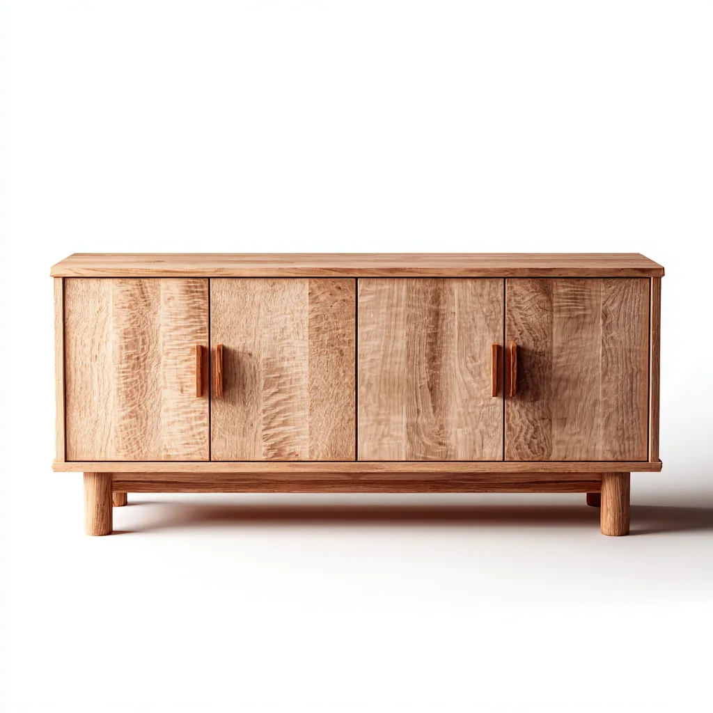 Tv meubel hout - 160x45x65 cm - lichtbruin - Scandinavisch ontwerp met vier deuren-Havenaro