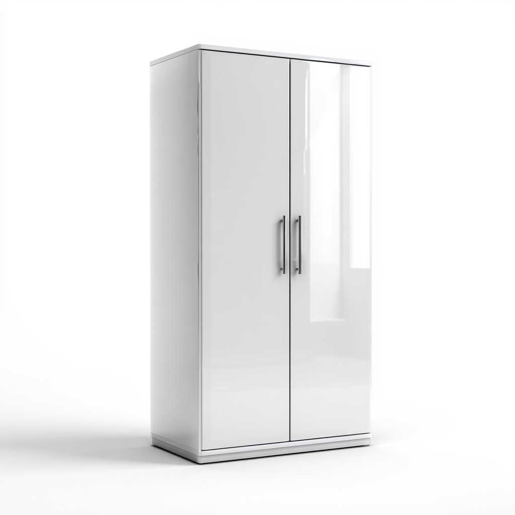 Kledingkast in hout 90x55x200 cm - wit - met draaideuren-Havenaro