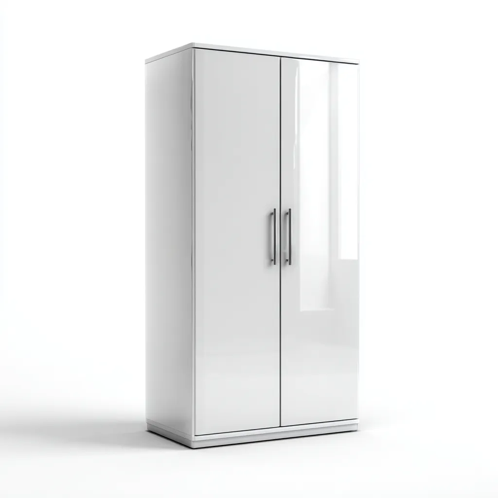 Kledingkast in hout 90x55x200 cm - wit - met draaideuren-Havenaro