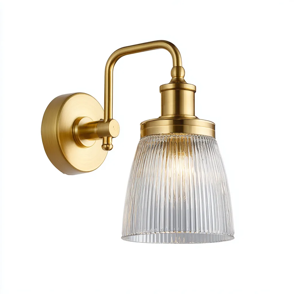 Wandlamp glas-metaal modern design - 15x18x27 cm - doorzichtig-goud-Havenaro