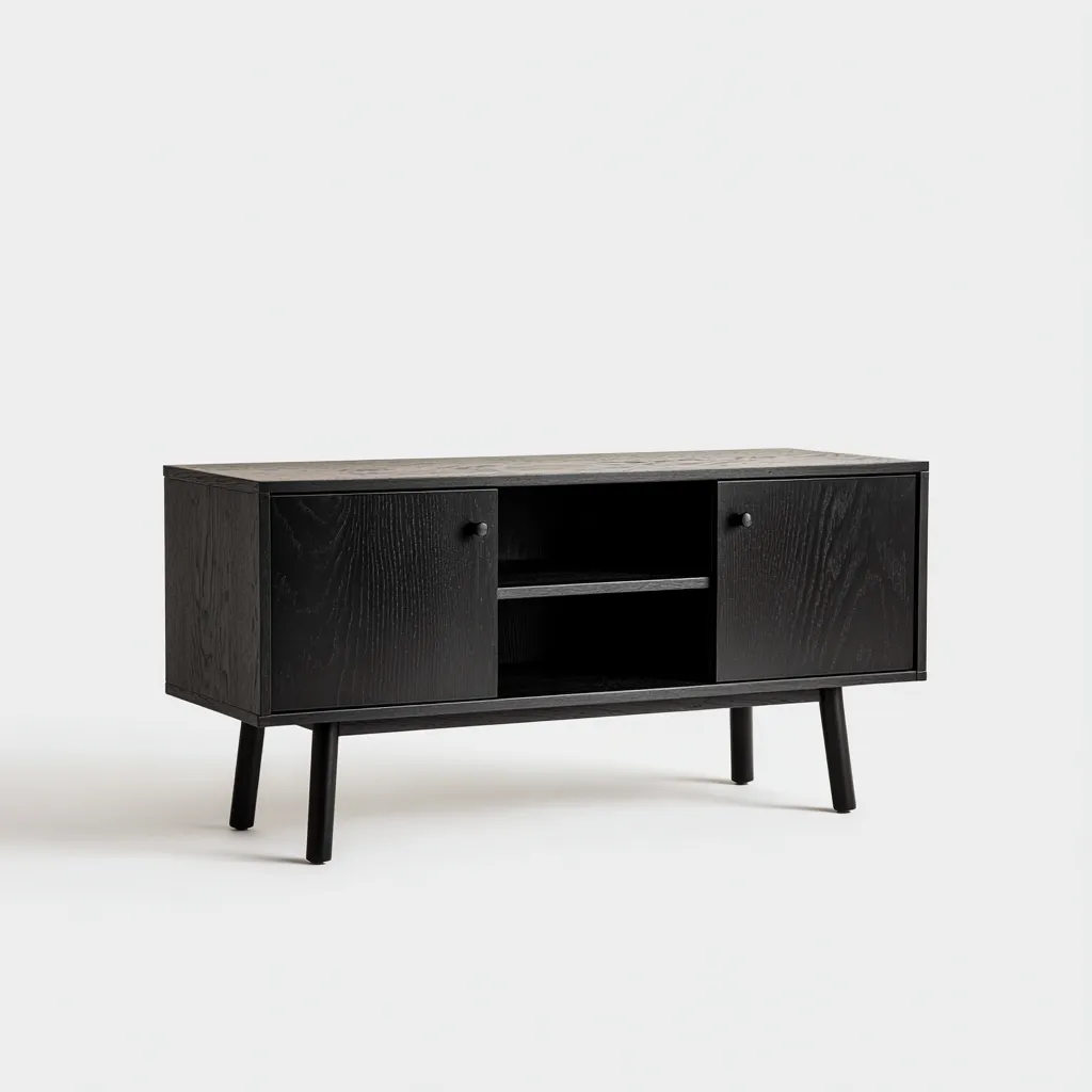 Tv meubel hout - 120x40x65 cm - zwart - Scandinavisch modern ontwerp-Havenaro