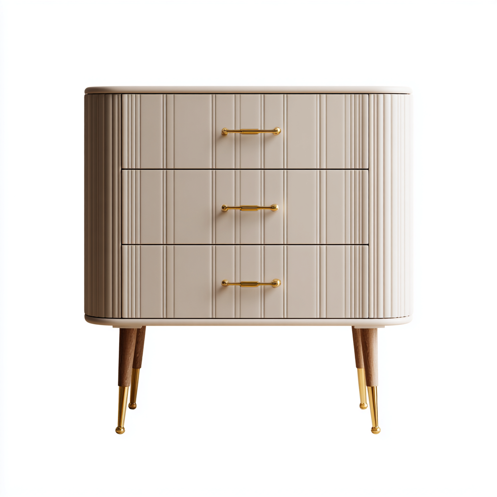 Ladekast voor de hal - hout en metaal - 75x35x85 cm - beige-goud-bruin - modern design-Havenaro