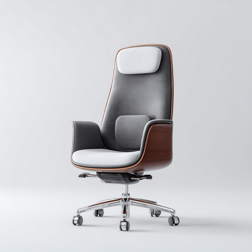 Bureaustoel - houtfineer en stoffen bekleding - 70x70x120 cm - grijs - ergonomisch ontwerp-Havenaro