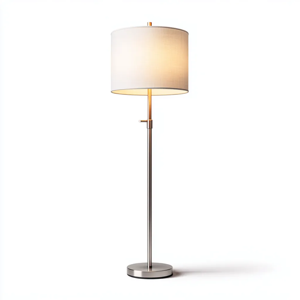Vloerlamp - roestvrij staal en linnen - 38x38x158 cm - wit - modern ontwerp-Havenaro