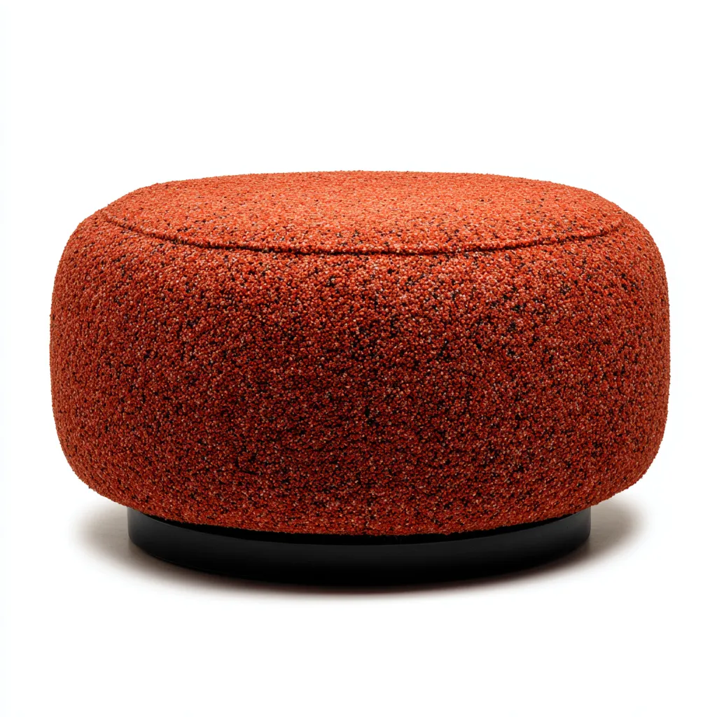 Poef boucle stof 70x70x38 cm - donkeroranje - ronde vorm - modern design-Havenaro