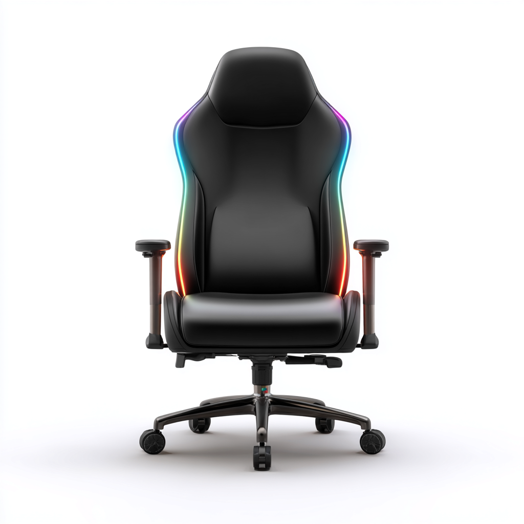 Bureaustoel - leren bekleding met ledverlichting - 70x72x130 cm - zwart-meerkleurig - ergonomisch ontwerp-Havenaro