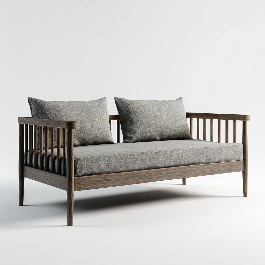 Slaapbank in hout en stof 200x85x85 cm - grijs - modern ontwerp-Havenaro