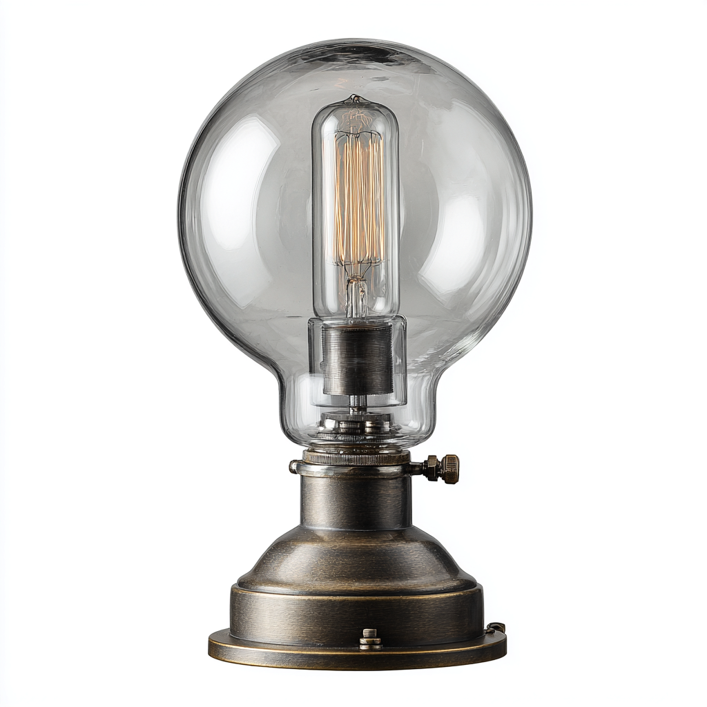 Tafellamp met glas en metaal - antiek brons - vintage industrieel ontwerp - 24x24x42 cm-Havenaro