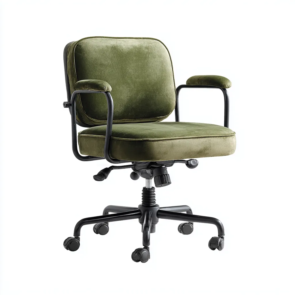 Bureaustoel - fluwelen bekleding - 60x65x90 cm - groen - verstelbaar ontwerp-Havenaro