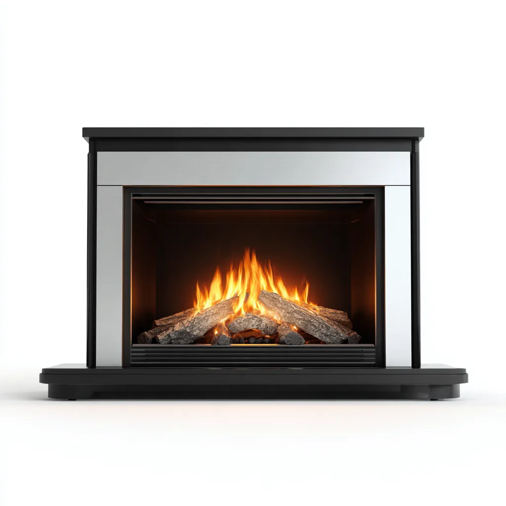 Haard - Metaal en glas - 130x40x90 cm - zwart-zilver - Moderne elektrische vrijstaande stijl-Havenaro