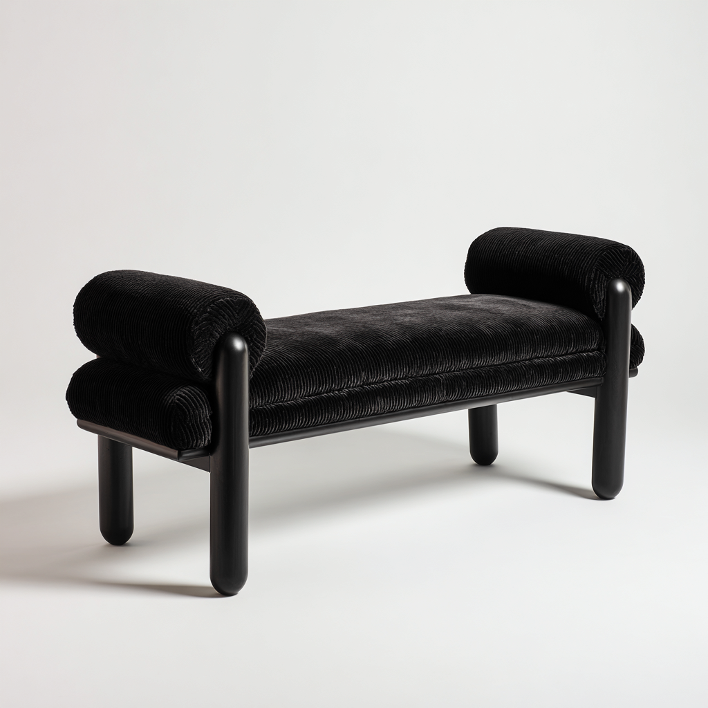 Slaapkamerbankje fluweel zwart 125x45x55 cm - Modern design met armleuningen-Havenaro