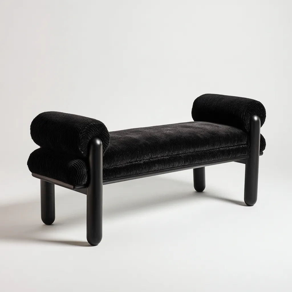 Slaapkamerbankje fluweel zwart 125x45x55 cm - Modern design met armleuningen-Havenaro