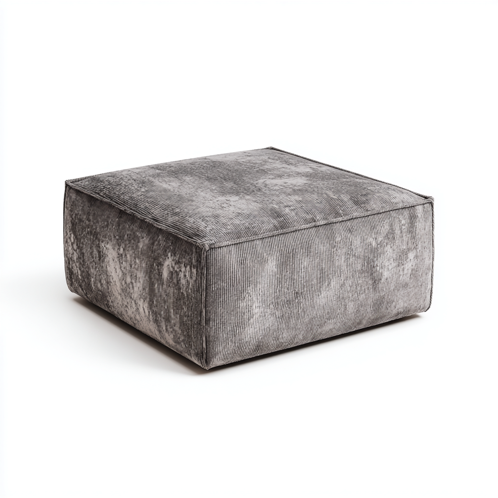 Poef ribfluweel 85x85x35 cm - grijs - modern lounge design-Havenaro