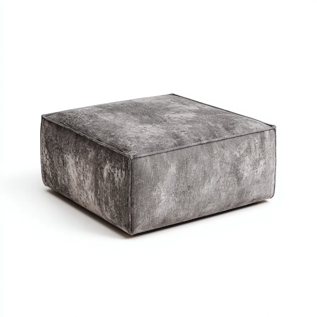 Poef ribfluweel 85x85x35 cm - grijs - modern lounge design-Havenaro