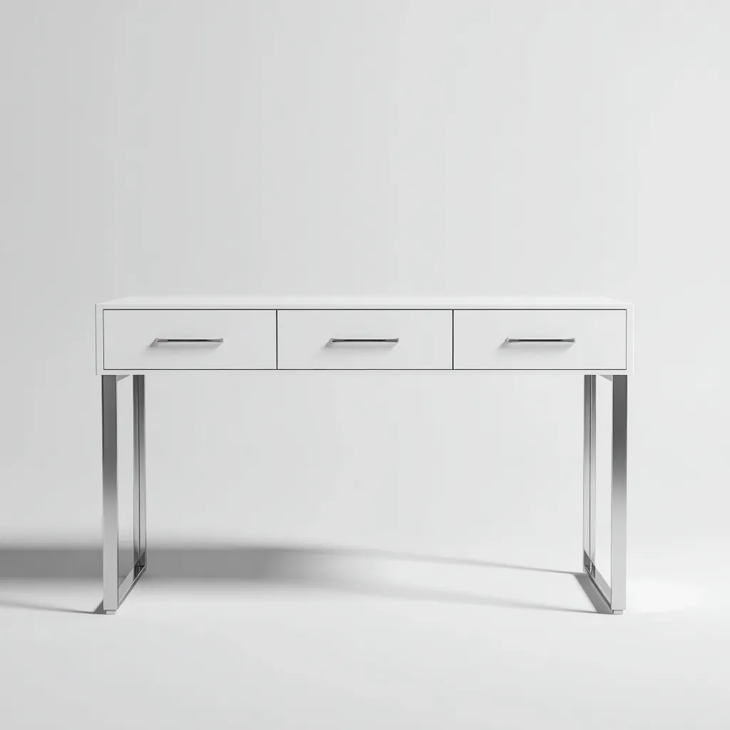 Bureau hout en metaal - 120x45x75 cm - white-silver - met lades-Havenaro
