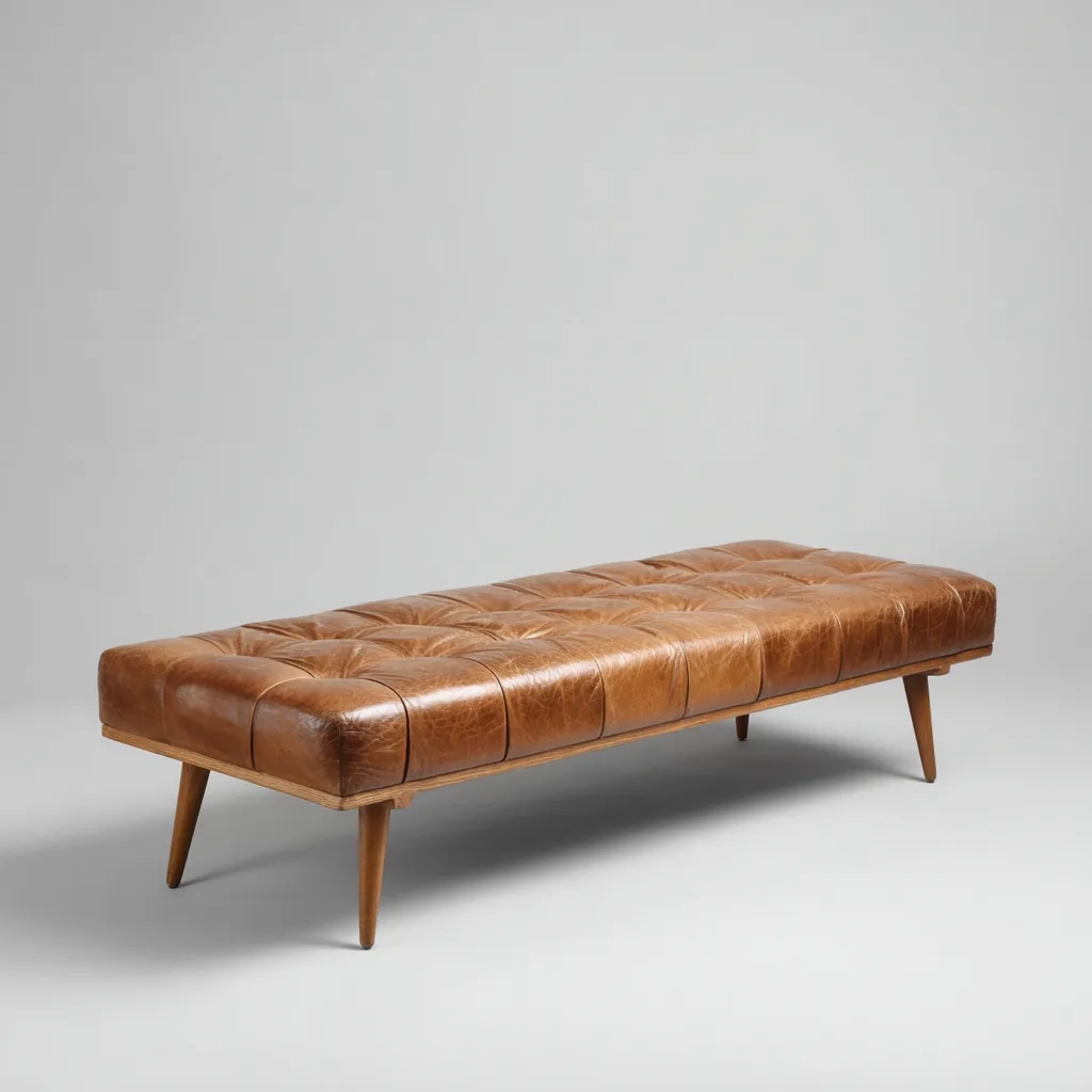 Slaapkamerbankje kunstleren bekleding 150x55x40 cm - cognacbruin - vintage ontwerp-Havenaro