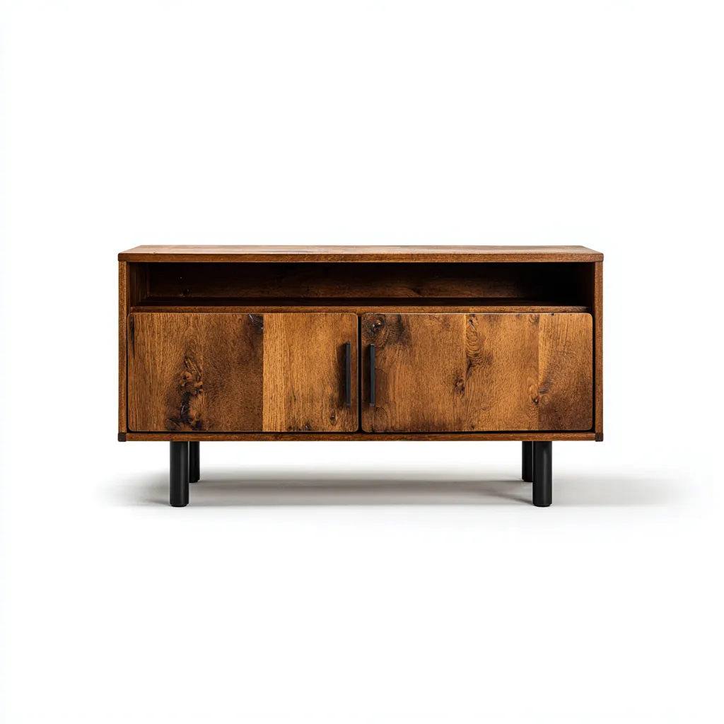 Tv meubel hout - 100x40x60 cm - donkerbruin-zwart - industrieel modern ontwerp-Havenaro