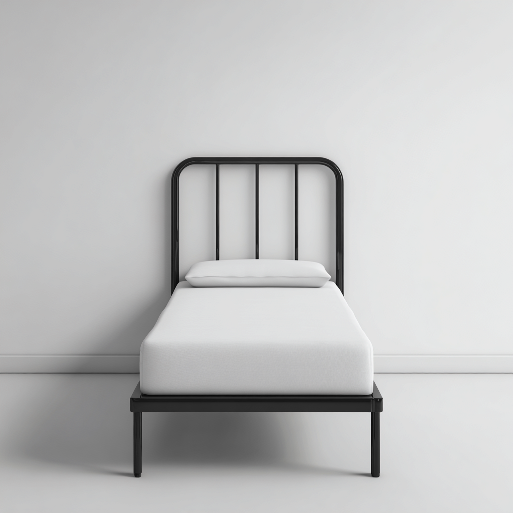 Eenpersoonsbed metalen frame 200x90x95 cm - zwart - minimalistisch ontwerp-Havenaro