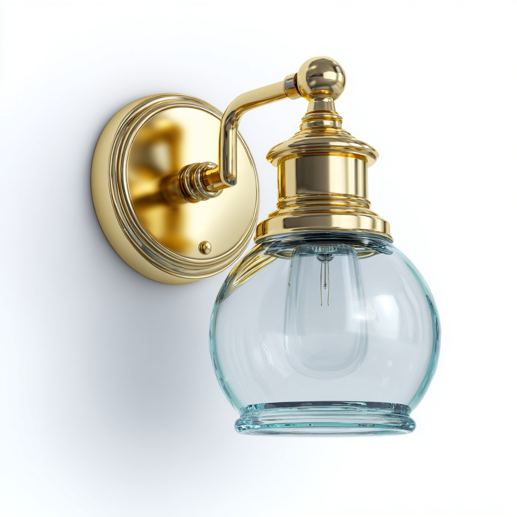 Wandlamp glas-metaal klassiek design - 17x21x26 cm - transparant-goud-Havenaro