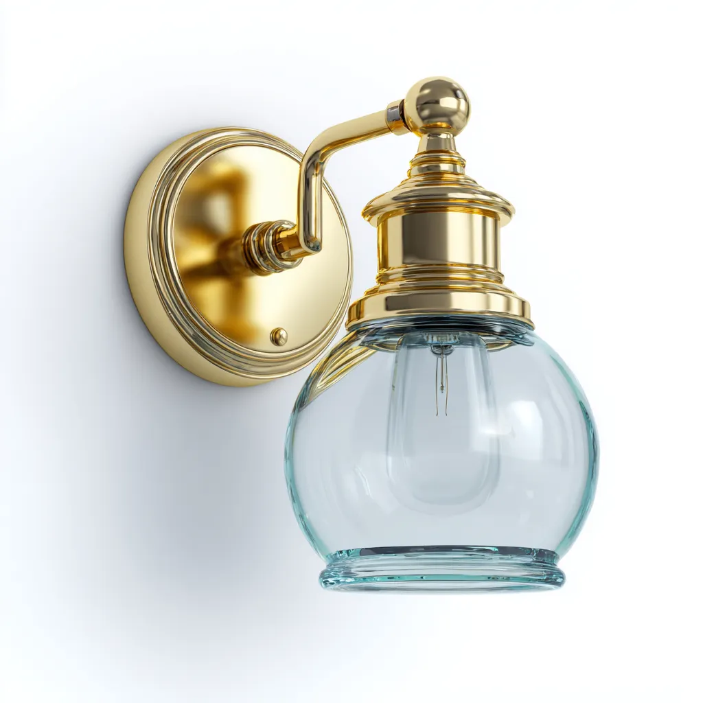 Wandlamp glas-metaal klassiek design - 17x21x26 cm - transparant-goud-Havenaro