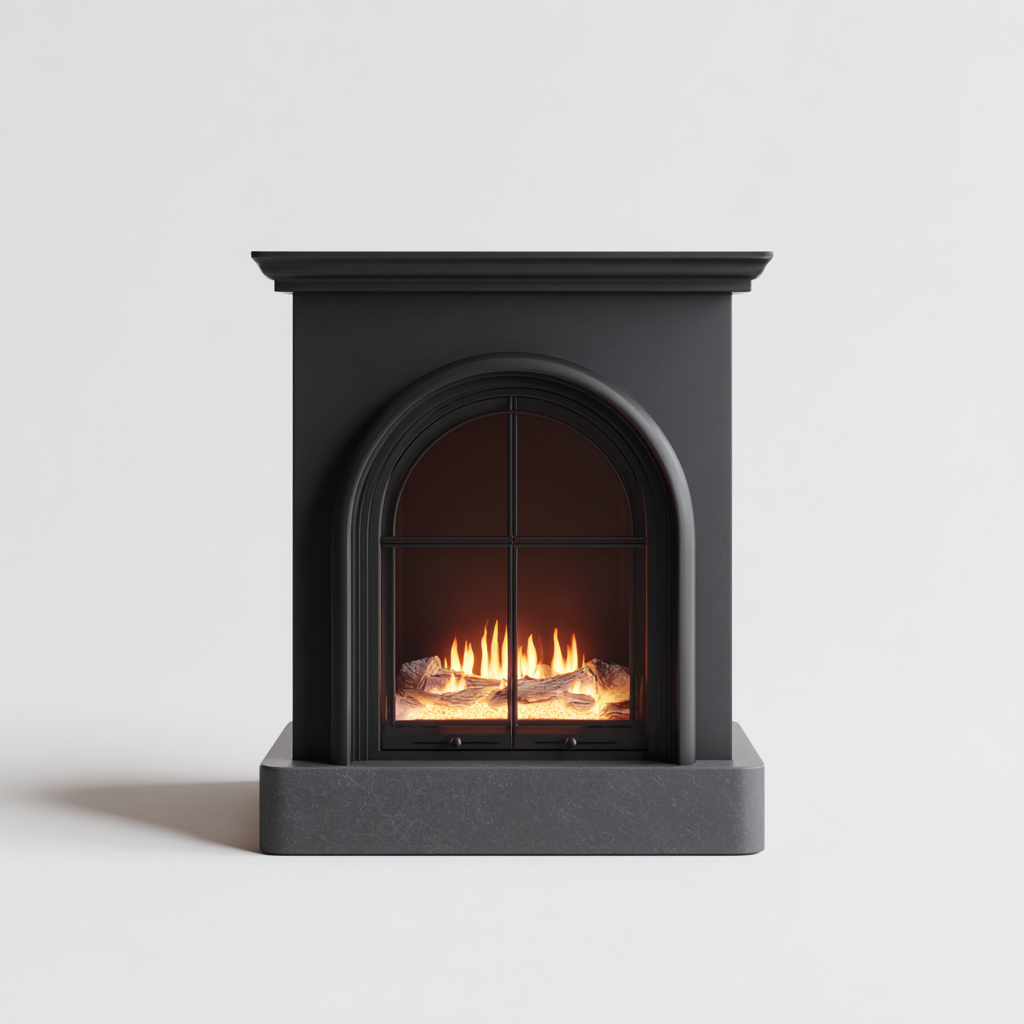 Haard - Metaal en glas - 85x40x100 cm - zwart - Klassieke elektrische vrijstaande stijl-Havenaro