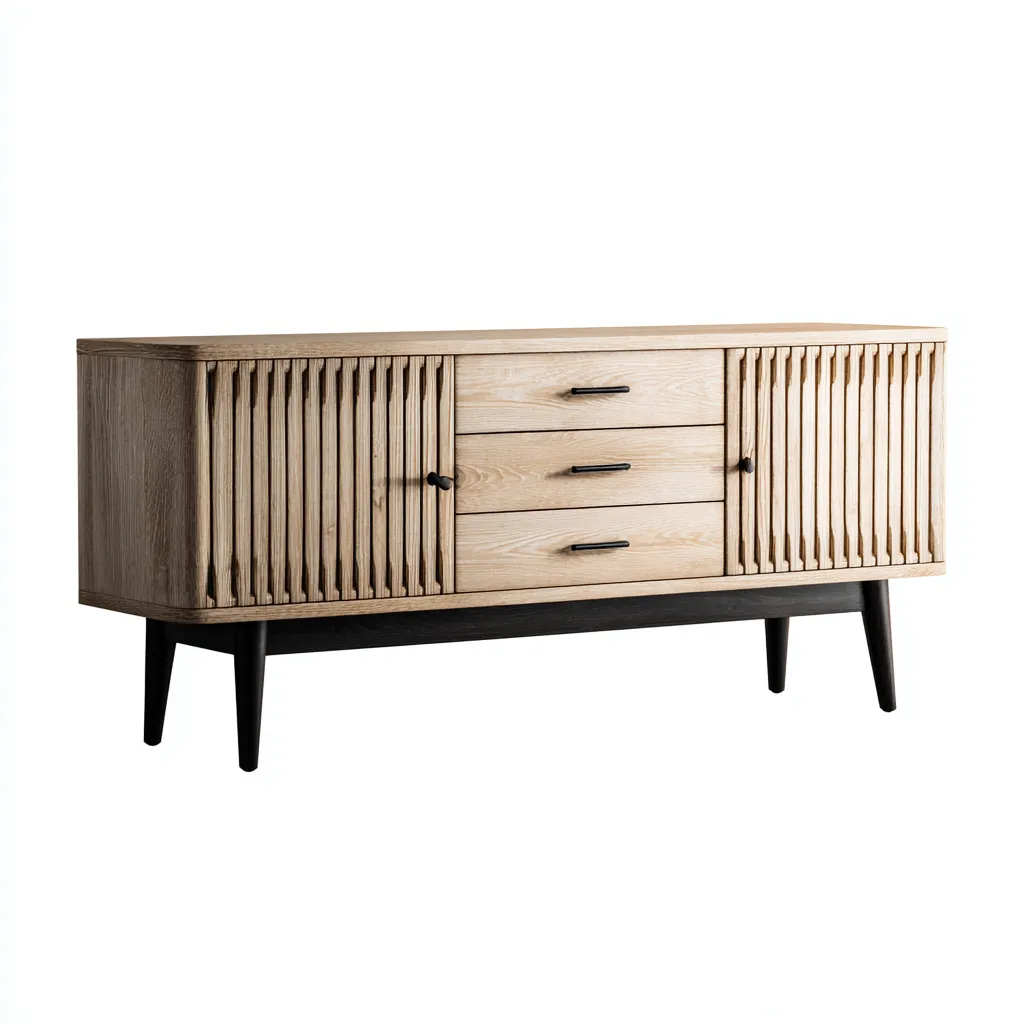 Tv meubel hout - 150x45x80 cm - licht hout-zwart - Scandinavisch ontwerp-Havenaro